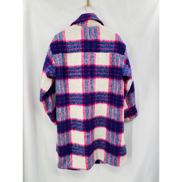 Molly Bracken Lili Sidonio Plaid Shirt Coat Pink Women's Coat - Picture 7 of 9
